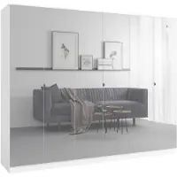 Mzm24 Kledingkast met spiegel, Monza 6D, 240 cm, wit
