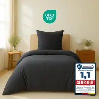 Komfortec Premium Dekbedovertrek 135x200 cm + Kussensloop 80x80 cm - 100% Microvezel - 90 g/m² - 2-Delige Superzachte Beddengoedset - met Rits - Antraciet