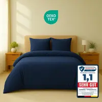 Komfortec Premium Dekbedovertrek 240x220 cm + 2x Kussensloop 40x80 cm - Geborsteld 100% Polyester Microvezel 90 g/m² - 3-Delige Superzachte Beddengoedset - Blauw