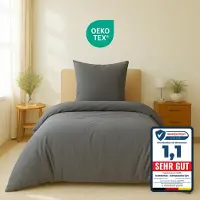 Komfortec Premium Dekbedovertrek 135x200 cm + Kussensloop 80x80 cm - 100% Microvezel - 90 g/m² - 2-Delige Superzachte Beddengoedset - met Rits - Grijs