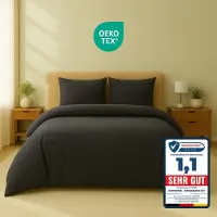 Komfortec Premium Dekbedovertrek 240x220 cm + 2x Kussensloop 40x80 cm - Geborsteld 100% Polyester Microvezel 90 g/m² - 3-Delige Superzachte Beddengoedset - Antracietgrijs