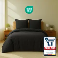 Komfortec Premium Dekbedovertrek 200x200 cm + 2x Kussensloop 80x80 cm - Geborsteld 100% Polyester Microvezel 90 g/m² - 3-Delige Superzachte Beddengoedset - Antracietgrijs