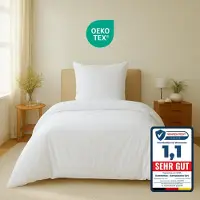 Komfortec Premium Dekbedovertrek 155x220 cm + Kussensloop 80x80 cm - 100% Microvezel - 90 g/m² - 2-Delige Superzachte Beddengoedset - met Rits - Wit