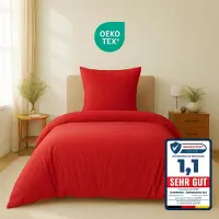 Komfortec Premium Dekbedovertrek 135x200 cm + Kussensloop 80x80 cm - 100% Microvezel - 90 g/m² - 2-Delige Superzachte Beddengoedset - met Rits - Rood