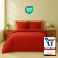 Komfortec Premium Dekbedovertrek 240x220 cm + 2x Kussensloop 40x80 cm - Geborsteld 100% Polyester Microvezel 90 g/m² - 3-Delige Superzachte Beddengoedset - Rood