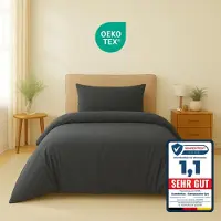 Komfortec Premium Dekbedovertrek 135x200 cm + Kussensloop 40x80 cm - 100% Microvezel - 90 g/m² - 2-Delige Superzachte Beddengoedset - met Rits - Antraciet