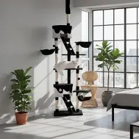 Belviona XXL kraboom met plafondbevestiging, voor perfect speelplezier en nagelverzorging, 230-250 cm hoog, zwart/wit