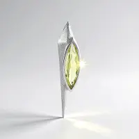 Cavill - Zilveren Hanger Geplatineerd - 925 Sterling Zilver - 2,636 ct Marquise Ouro Verde Kwarts - Moderne Elegante Dameshanger