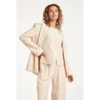 Smashed Lemon Linnen-look blazer met dubbele knoopsluiting |