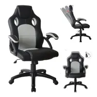 Vdd Gamestoel Wouter junior bureaustoel - racing gaming stijl - hoogte verstelbaar - zwart grijs