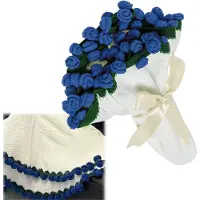 LONGZIMING - Knuffeldeken - Boeketdeken - Rozenboeketdeken - Deken - Handgehaakt met 3D-rozen - Zacht en vormvast - Veelzijdig in gebruik - Cadeau voor elke gelegenheid - Blauw