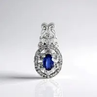 Cavill - Zilveren Hanger - 925 Sterling Zilver Platina Verguld - Blauwe Kyaniet 0,59 ct - 36 Zirkonia's - Elegante Dames Sieraden