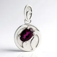 Cavill - Zilveren Hanger met 0,544 ct Roshoit uit Mozambique - 925 Sterling Zilver Palladium - Ovaal Facetgeslepen Edelsteen - Luxe Dames Sieraden