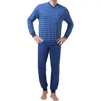 Hajo Blauwe heren pyjama strepen | Maat 56