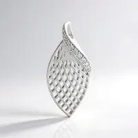 Cavill - Zilveren Hanger - 925 Sterling Zilver Geplatineerd - Cambodjaanse Zirkonen 0,275 ct - Bladvormig Elegant Design - Lichtgewicht Sieraad