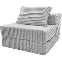 Odol-Plusz Opvouwbare Slaapstoel 2-in-1 200 x 70 x 15 cm – Corduroy Logeermatras en Vloermatras – Grijs