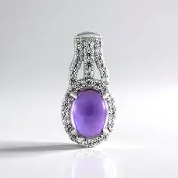 Cavill - 925 Sterling Zilver Geplateerde Hanger - Siberische Amethist 1,14 ct Ovaal Cabochon - Cambodja Zirkonia 1,58 ct - Elegant