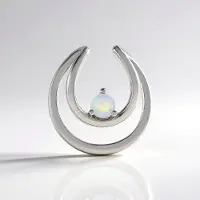 Cavill - Zilveren Hanger - 925 Sterling Zilver Platina Geplateerd - Welo Opaal 0,142 ct Ronde Slijpsel - Modern Minimalistisch Elegant Sieraad