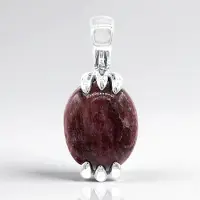 Cavill - Zilveren Hanger - 925 Sterling Zilver - 4,18 ct Rode Noorse Thuliet Ovaal Cabochon - Uniek Handgemaakt Elegant Sieraad