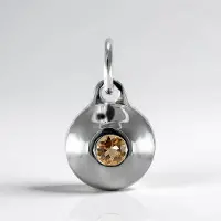 Cavill - Hanger 925 Sterling Zilver met 0,153 ct Ouro Preto Imperial Topaz Rond - Elegant Minimalistisch Braziliaans Sieraad 18x10 mm