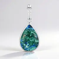 Cavill - Zilveren Hanger - 925 Sterling Zilver - Azuriet Malachiet 15,8 ct - Blauwgroen Peervormige Cabochon - Balinese Sieraden Elegant
