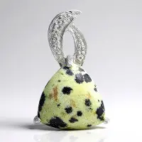 Cavill - Zilveren Hanger - 925 Sterling Zilver - 6 ct Dalmatiër Jaspis Triljant Cabochon met 0,045 ct Witte Topaas - Luxe Handgemaakt - 21,5x14 mm