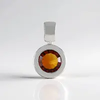 Cavill - Zilveren Hanger - 925 Sterling Zilver Platina Geplateerd - 1,639 ct Ronde Madeira Citrien - 8 mm - Elegante Monosono Collectie