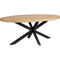 Zita Home eettafel, 190 cm, ovaal, van echt massief hout met metalen onderstel