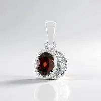 Cavill - Zilveren Hanger Geplatineerd - 925 Sterling Zilver - 1,14 ct Ovale Framboos Zirkoon - 1,225 ct Totaal - Elegant en Glanzend Hanger