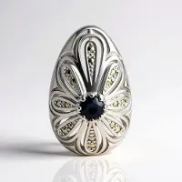 Cavill - Zilveren hanger met blauwe saffier 0,46 ct en Oostenrijkse marcasieten - 925 Sterling Zilver - Elegant vintage bloem motief - 27x17 mm