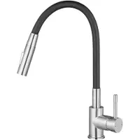 CECIPA MAX Keukenkraan - Keukenmengkraan - Handdouche - Uittrekbaar - Flexibele Slang - 2 straalsoorten - RVS - Zwart + Zilver