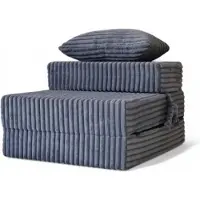 Odol-Plusz Opvouwbare fauteuilmatras 2-in-1 - 200 x 70 x 15 cm - Corduroy - Slaapstoel en vloermatras, grafiet