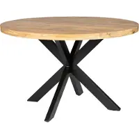 Zita Home eettafel, 120 cm diameter, rond, van echt massief hout met metalen onderstel