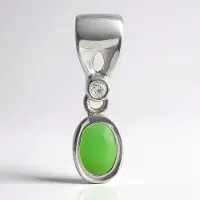 Cavill - Zilveren Hanger - 925 Sterling Zilver - Keizerlijk Chrysopraas 0,43 ct Ovaal & Witte Topaas 0,028 ct - Elegant & Tijdloos Sieraad 18x5,5 mm