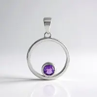 Cavill - Zilveren hanger met Marokkaanse Amethist 0,468 ct - 925 Sterling Zilver platina verguld - Rond slijpsel paars 28x19 mm elegant dames sieraad