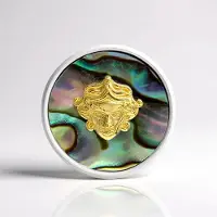 Cavill - Zilveren Hanger - 925 Sterling Zilver - Natuurlijke Abalone Schelp 16 mm - Ronde Glanzende Inleg - Elegante Dameshanger Monosono Collectie