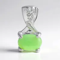 Cavill - Zilveren Hanger met 0,32 ct Chrysopraas en 0,034 ct Witte Topaas - 925 Sterling Zilver - Ovaal Groen - Elegant Sieraad