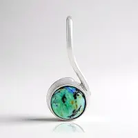 Cavill - Zilveren Hanger 925 Sterling Zilver met Azuriet 3,57 ct - Geplatineerd - Ronde 10 mm Cabochon - Modern Design - Luxe Sieraad