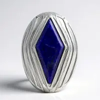 Cavill - Zilveren Hanger - 925 Sterling Zilver - 0,811 ct Afghaanse Lapis Lazuli - Fancy Geslepen - Diepblauw - Elegant & Handgemaakt - 20x14 mm