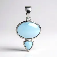 Cavill - Zilveren Hangertje - 925 Sterling Zilver Gerhodineerd - Larimar 4,15 ct totaal - Ovaal en Triljant Gem - Modern Blauw Design