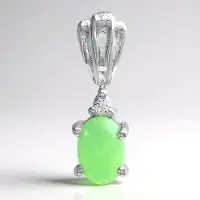 Cavill - Zilveren Hanger - 925 Sterling Zilver - Keizerlijk Ovaal Chrysopraas 0,35 ct & Witte Topaas 0,025 ct - Luxe Sieraden 15x5 mm