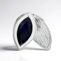 Cavill - Zilveren hanger 925 sterling zilver met 0,93 ct blauwe saffier marquise Madagaskar - MONOSONO Collection - Modern elegant bladmotief