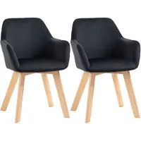 Merax Eetkamerstoelen 2 Stuks Zwart – Ergonomische Stoelen Met Armleuningen En Rugleuning - Stoffen Zitting En Houten Poten – Moderne Keukenstoelen Set