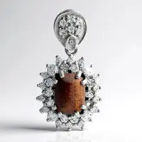 Cavill - Zilveren Hanger - 925 Sterling Zilver - Rode Tijgeroog 2,08 ct - Witte Topaas 3,149 ct - Antieke Stijl, Elegant, Cabochon 28x15 mm