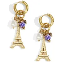 Yehwang Goudlief Paris Happy Charm oorbellen - Roestvrij staal - Verkleurt niet