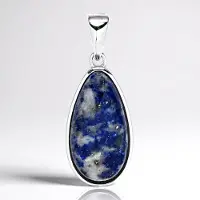 Cavill - Zilveren Hanger 925 Sterling Zilver - 7,4 ct Lapiz Lazuli Peervormige Cabochon - Gerhodineerd - Stijlvolle Druppelvorm - Blauw - Luxe Sieraad