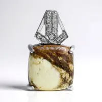 Cavill - Elegante Dames Hanger - 925 Sterling Zilver - 11,21 ct Braziliaanse Magnesiet Kussen Cabochon - 0,143 ct Witte Topaas Pavé