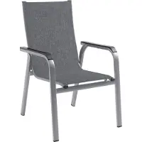 Mwh Solido dining tuinstoel stapelbaar aluminium/textilene zilver 4 stuks