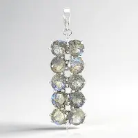 Cavill - Zilveren Hanger - 925 Sterling Zilver - 10 Spectroliet Edelstenen 4,43 ct & 2 Zirkonen 0,049 ct - Rond Geslepen - Elegant Design