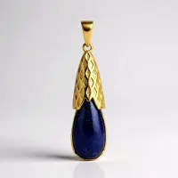 Cavill - Zilveren Hanger - 925 Sterling Zilver Verguld - 10,95 ct Peervormige Lapis Lazuli Edelsteen - Elegante Blauw Natuurlijke Edelsteen Dames